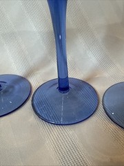 Translucent Cobalt, Blue Stemmed Wine glasses 9 In H. Elegant! Set Of 3