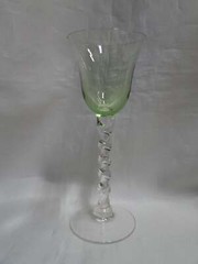 UNK4100 Green / Chartreuse Glass Bowl, Clear, Twisted Stem: Cordial, 5 3/8″ Tall
