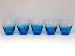 Blue Ombre Gradient 5 SMALL TUMBLERS DRINKING GLASSES 4″, Water Juice, Excellent