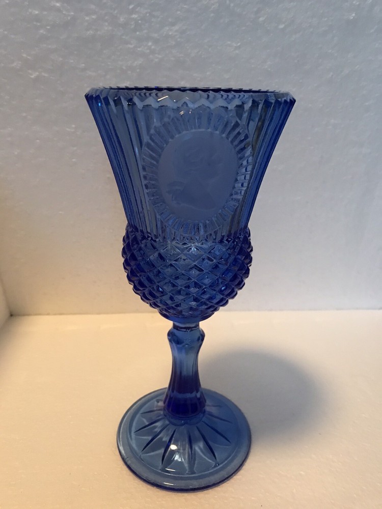 Vintage Cobalt Blue Avon Fostoria Presidential Glass Goblet George Washington