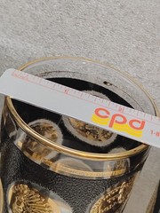 Set Of 4 Vintage Libby Mid Century Black & Gold Coin Tumblers Retro Barware