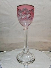 Wine Roemer Glass Goblet Bohemian Cranberry Red enamel Crystal Harrach / Moser
