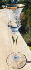 3 MIKASA «Antique Lace» 9 1/8 » Wine Glasses Gold Trim Etched EUC