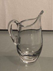 Val St. Lambert Glass Cocktail Pitcher, simple elegant.signed.5”