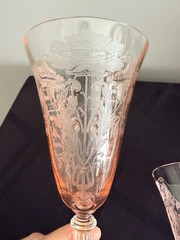 Tiffin Flanders Pink Glass Wine 8 1/4” Set Of 2 Depression Glass