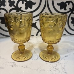 Vintage Bartlett-Collins St. Genevieve Amber Ice Tea Glasses.