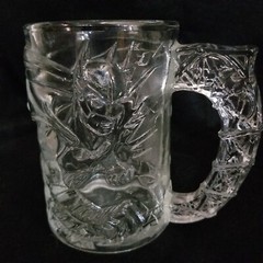 1995 DC COMICS McDonalds BATMAN FOREVER 3D Art Pressed Glass MUG CUP Vintage