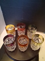 Vintage Set Of 6 Hofbauer Crystal Harlequin Long Drink Highballs Glasses. Nice