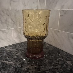Vintage Libby Amber Glass Country Garden Daisy Flower MCM 1960s 1970s Vibe