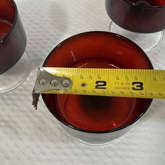 Set Of 3 Luminarc Arcoroc France Cavalier Ruby Red Champagne Sherbet Glass 3.25″