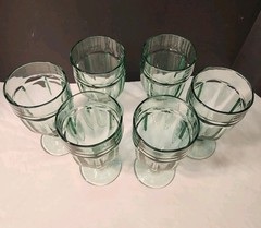 Vintage Libbey Duratuff Gibraltar Spanish Green Water Goblets Set Of 6