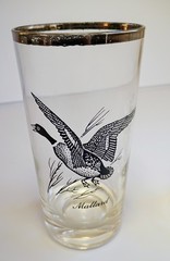 Set of 4 Vintage Federal Glass Sportsman Highball Cocktail Glasses Game Bird