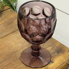 Thumbprint Provincial Amethyst Purple Ohio Imperial Glass WATER GOBLET Honeycomb
