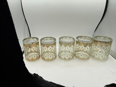 Vtg Culver Valencia Double Old Fashioned Glass w/24k Gold 4 1/4” Set Of 5 READ