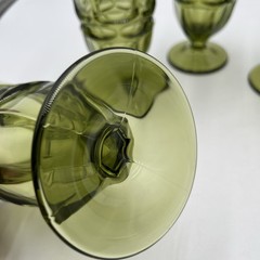 Vtg 1963-1982 MCM Six (6) Fostoria Argus Goblet Green HFM 3 3/4″ W x 6 5/8″ H