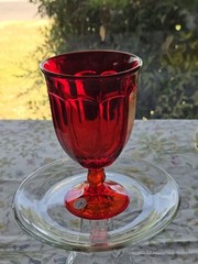 Vintage Viking Arlington Ruby Red Iced Tea Goblet Glass 6 3/8 Inches H × 3 3/4 W