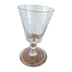 Antique c. 1760 Georgian 18th Century Engraved Wine Cup Cordial Glass 3 3/4″