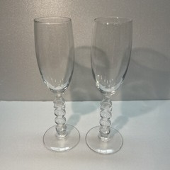 Y2K Millennium Champagne Flutes 2000 Commemorative Figural Stem Pair (2) Vintage