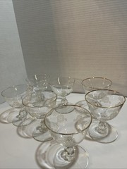 Set Of 7 Homer Laughlin Queen Esther Cocktail Stemmed Glasses