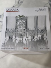 Mikasa 12oz 4Pack Highball Crystal Glasses In Original Box Never Used Beautiful