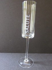 Set of 5 Unique Long Stem Square Champagne Flutes w/Etched CHEERS in 5 Languages