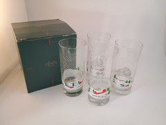 Set of 4 Lenox Sleighride Highball Glasses/Tumblers with Box