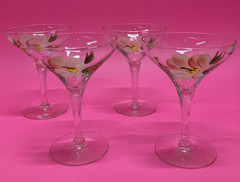 Franciscan Desert Rose Hand Painted Small Champagne Sherbet Glasses Set of 4