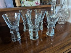 4 Heavy Cut Crystal Wine Glasses, Spire by Sasaki 6.5”