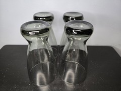 Vintage Libbey Smoked Gray Pilsner Glasses w Round Weighted Base Set of 4