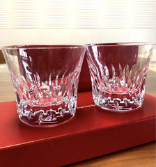Baccarat Rosa 2015 Year Tumbler Pair Glasess Crystal Clear Rock Glass with Box