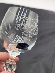 DUISKE Irish Hand Cut Wine Glasses Goblets w/Box Set of 2 Town Hall & St. Senans