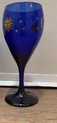 Libbey Glass Company Celestial Cobalt Blue Sun Moon Stars Water Goblet