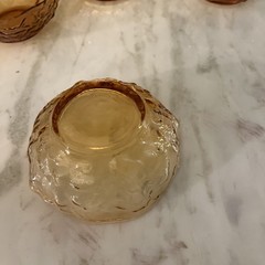 Lot 32 Seneca Glass Morgantown Driftwood Amber Crinkle Texture Glassware