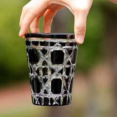 Hand Cut To Clear 10oz Black Old Fashioned Highball Whiskey Glasses Gift Box