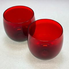Anchor Hocking Ruby Red Roly Poly Cordial Wine Glasses 10 Oz Vintage