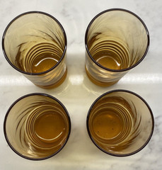 Libbey Amber Iced Tea Glasses Malibu Gold Vintage Set Of 8 Ribbed Swirl 12.5 oz