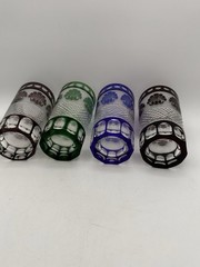 Cut To Clear MCM Tumbler Glasses Set Of 4 Vtg Godinger Shannon Crystal Shell
