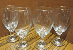 Vtg Set 4) Wine/ Iced Tea Stemware Glasses Clear Goblets 7″ tall Barware G21