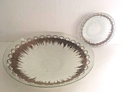 Vintage Dorothy Thorpe 2-Piece Chip and Dip Pebbled Textured Gold Starburst