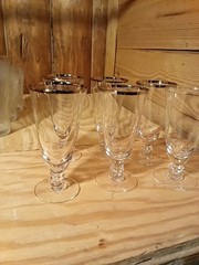 Vintage Fostoria Wedding Ring Platinum Rimmed Goblets Set Of 5 With 1 Bonus One