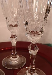Goblets Nobility pattern Kristal Zajecar Yugoslavia 3pc set Vintage Upscale
