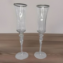 MIKASA Jamestown Clear (Platinum Trim) Champagne/Tall Sherbet/Fluted Champagne 2