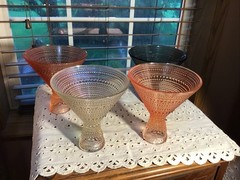 4 Vintage 5 1/2” Pebble Finish Martini Cocktail Glasses