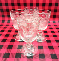 St. Genevieve Water Goblets by Bartlett Collins Bullseye Cane US Glass Set of 4