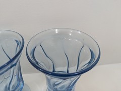 4 Fostoria Jamestown 10 oz Blue Tea Water Goblets Swirl MCM Ice Cream Sundae
