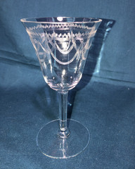 Vintage Tiffin Franciscan 14196-5 Faceted Etched Crystal Wine Glass