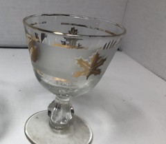 2 Libby Mcm Gold Leaf Glasses Cordial & Martini Cocktail 3 1/4” 3 3/4”