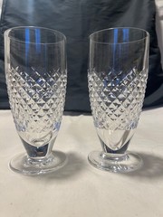 2 Waterford Alana Pattern Footed Iced Tea Glasses (Nice)