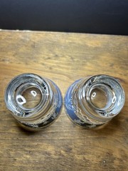 Vtg Cera Glass Etruscan Frieze Old Fashioned Glasses Set Of 2 Blue White Gold