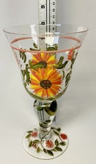 Set of 4 Mary Beth Baxter Hand Painted Sunflower Wine Glasses Certified Int’l